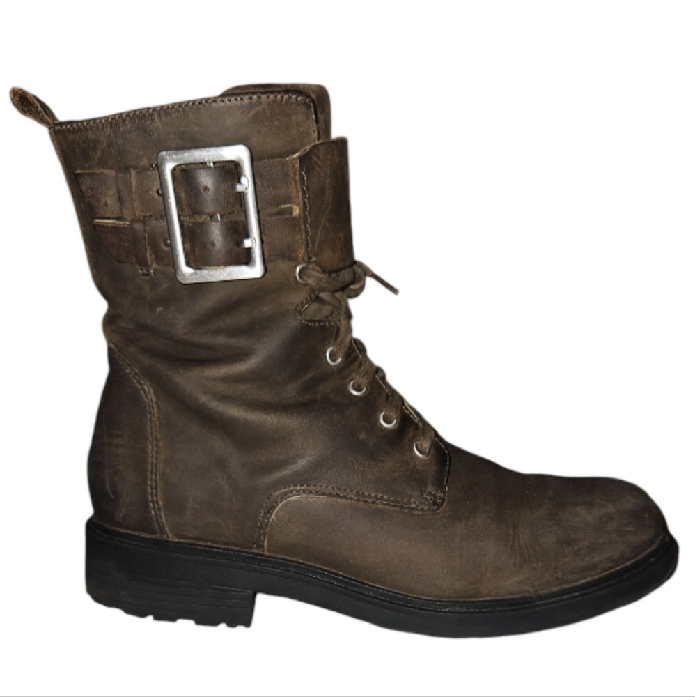 Clarks - BOHO Style Lace Up Buckle Leather Boots - 7.5